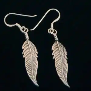 Silver feather earrings