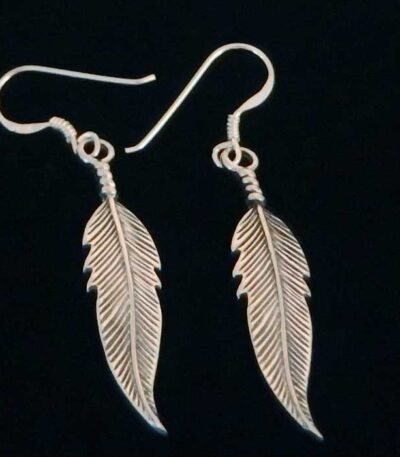 Silver feather earrings