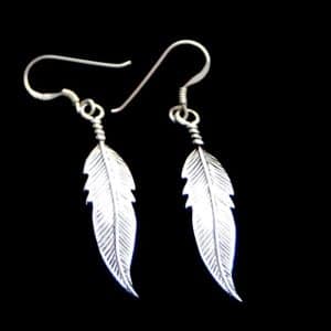 Silver feather earrings