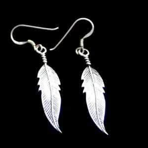 Silver feather earrings