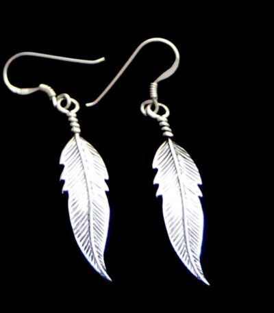Silver feather earrings