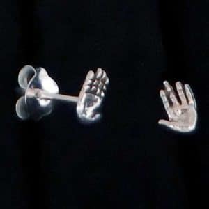 Silver hand earring studs
