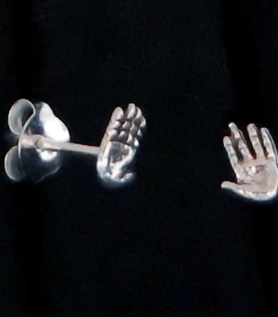Silver hand earring studs
