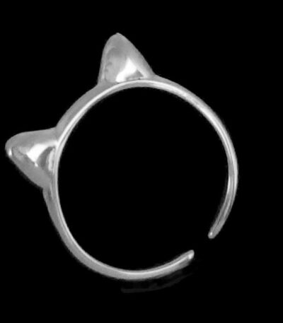 Sterling silver cat ring