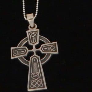 Silver solar cross necklace