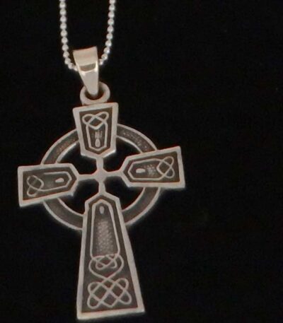 Silver solar cross necklace