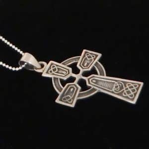 Silver solar cross necklace