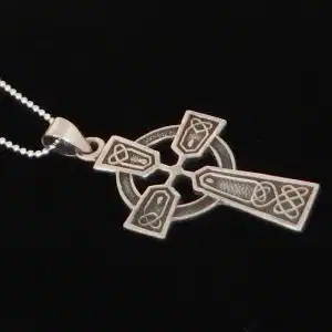 Silver solar cross necklace