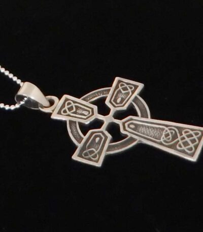 Silver solar cross necklace