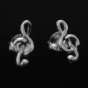 Silver treble staff earrings