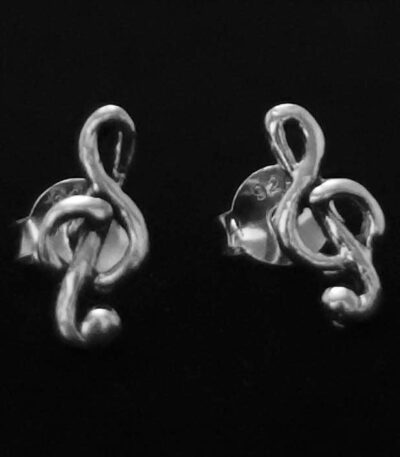 Silver treble staff earrings