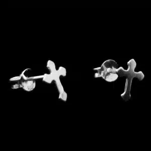 Silver cross earring studs
