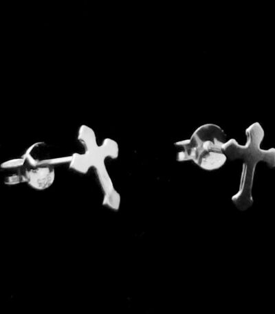 Silver cross earring studs