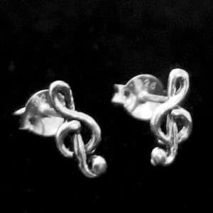 Silver treble staff earrings