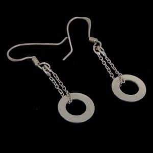 Silver circle dangle earrings