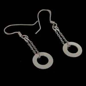 Silver circle dangle earrings