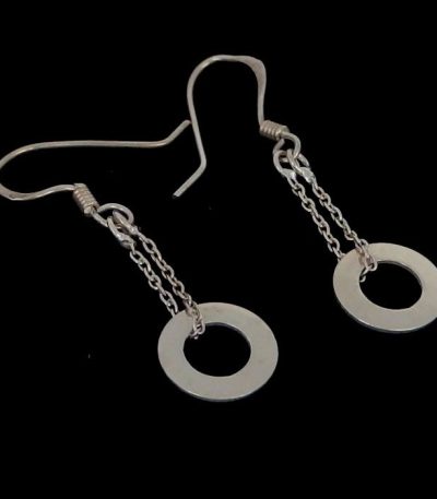 Silver circle dangle earrings