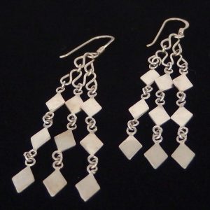 Long dangling silver earring