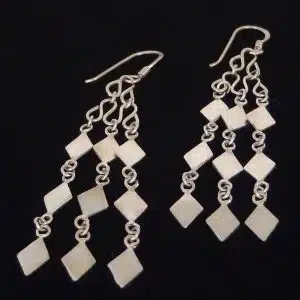 Long dangling silver earring