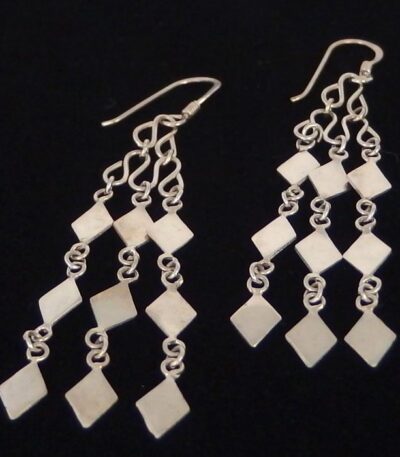 Long dangling silver earring