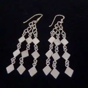 Long dangling silver earring