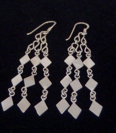 Long dangling silver earring