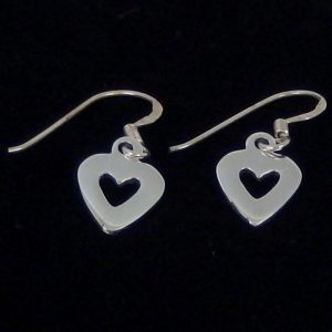 Real Silver dangle heart earrings