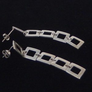 Silver Square Drop Earrings