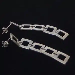 Silver Square Drop Earrings