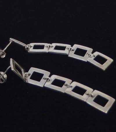 Silver Square Drop Earrings