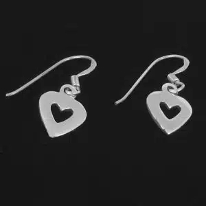 Real Silver dangle heart earrings