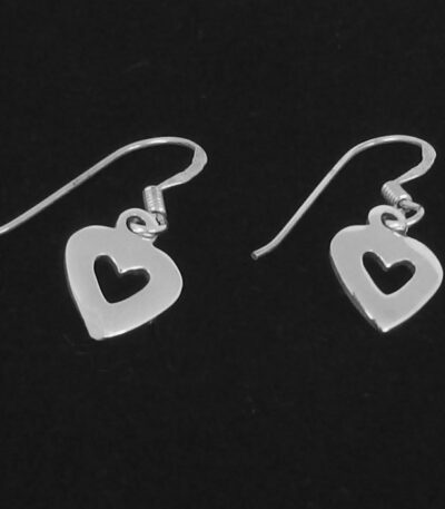 Real Silver dangle heart earrings