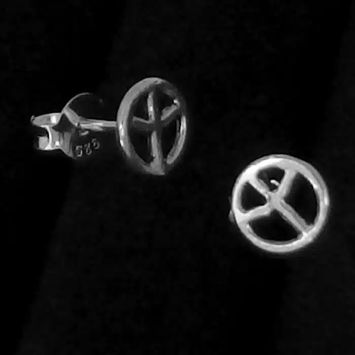 Peace stud earrings Silver peace stud earrings