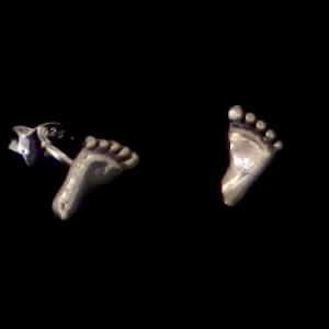 Silver Baby Feet Stud Earrings