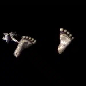 Silver Baby Feet Stud Earrings