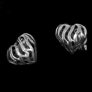 Big Silver Heart Earrings
