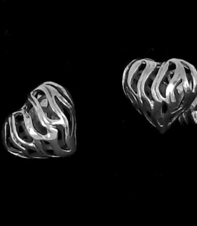Big Silver Heart Earrings
