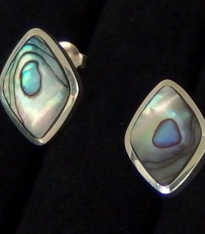 Silver abalone stud earrings