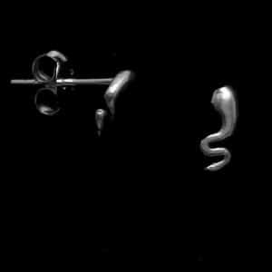 Silver snake stud earrings