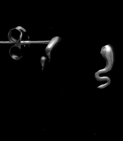 Silver snake stud earrings
