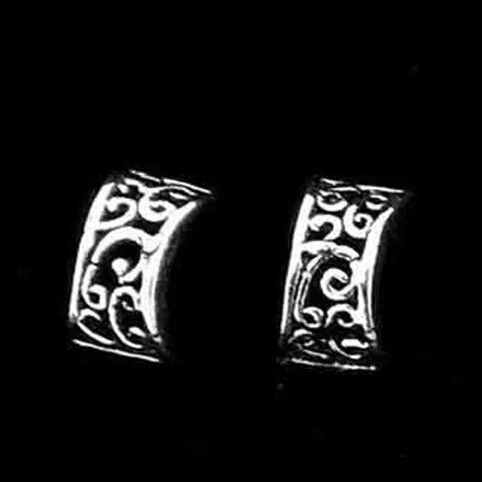 Silver filigree hoop stud Silver hoop stud earring