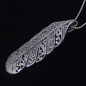 Large silver feather pendant
