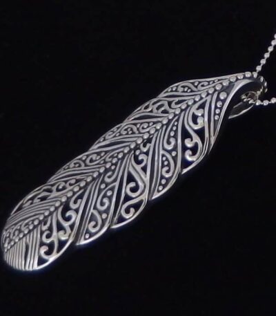 Large silver feather pendant