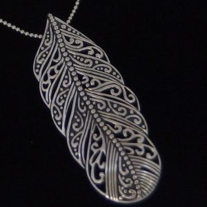 Large silver feather pendant