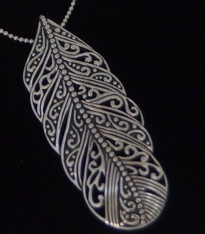 Large silver feather pendant