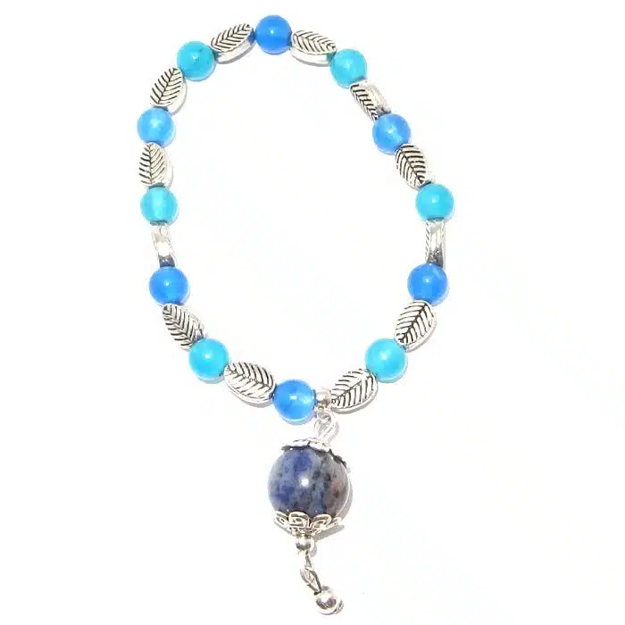 Leaves Blue Bracelet Stretch Elastic Blue surf bracelet