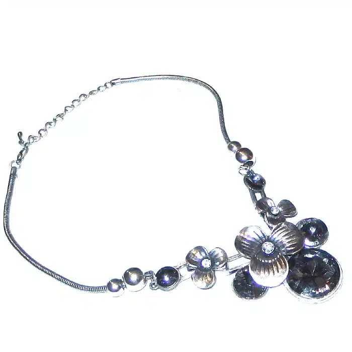 Bold Silver Floral Necklace Chunky choker NZ