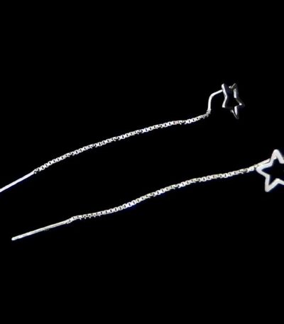 silver thread earrings