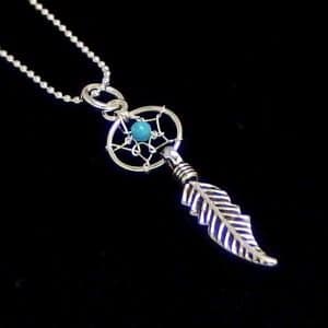 Silver feather necklace