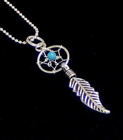 Silver feather necklace